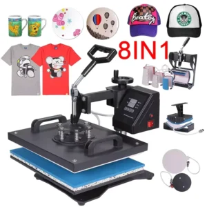8-in-1 Combo Sublimation Heat Press Machine Digital Transfer for T-Shirts Mugs Plates and Caps