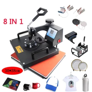 8-in-1 Digital Heat Press Machine for Mugs, T-Shirts, Shoes, Caps, and Plates