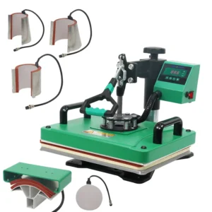 8-in-1 Swing-Away Combo Flatbed Heat Press Machine 29x38cm for Caps, Hats, T-Shirts, and Mugs