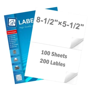 8.5″ x 5.5″ Blank Shipping Label Sheets, 2 Labels, Laser and Inkjet Printer