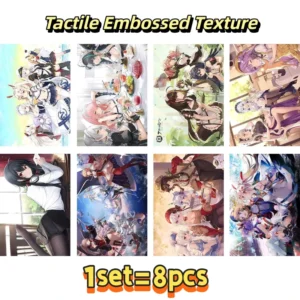 8PCS Anime Azur Lane Embossed Posters Set, 42x29cm Unframed HD Wall Art Prints with Tactile Embossed Texture