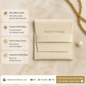 8x8cm Microfiber Envelope Jewelry Storage Bag for Necklaces, Earrings, and Rings