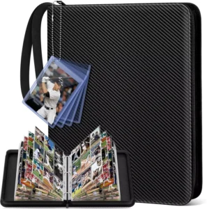 9-Pocket PU Leather Waterproof Zipper Closure Trading Card Binder Photo Album