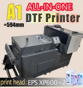 A1 600mm Width Integrated DTF Printer with 2 I3200/XP600 Printheads for T-Shirts and Garments