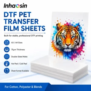 A3 A4 DTF PET Transfer Film 100 Sheets for T-Shirt Hoodie
