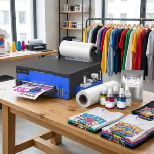 A3 DTF Printer with XP600 Printhead, 30cm Roll-to-Roll Heat Transfer Printer for T-Shirt, Garment and Textile Printing