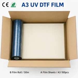 A3 UV DTF AB Film Sheets Cold Peel High Gloss Crystal Label Transfer Film for Mug Bottle Phone Case Printing 100pcs