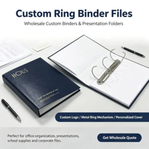 A4 3 Ring Binder Premium Leatherette Hardcover Folder Custom Foil Stamped Logo for Business Documents Branded Kits