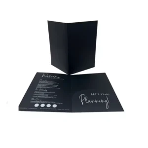 A4 Black Art Paper Presentation Folder with Pockets, Custom Printing