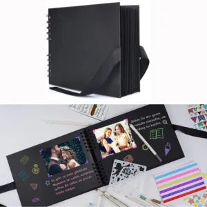 A4 Eco-Friendly Blank Black-Page Spiral-Bound Hardcover Sketchbook Wedding Photo Album