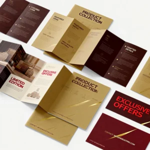 A4 Tri-Fold Accordion Brochure with Offset Paper, Custom Size and Design Printing