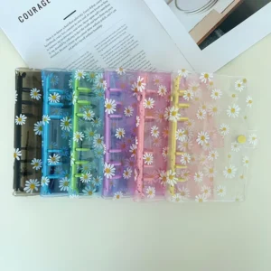 A5 A6 Daisy Korean Style Macaron Transparent PVC Card Photo Album, One-Button, 6-Hole Ring Binder Folder