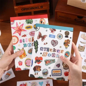 A5 Korean Cute Retro Sticker Book 50 Sheets Decorative Scrapbook Stickers for Journal Planner DIY Crafts