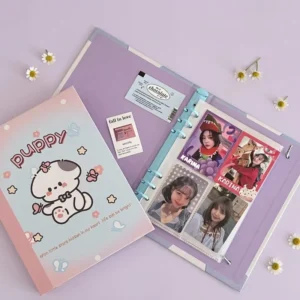 A5 PVC Hard Shell Loose-Leaf Graffiti Style Cartoon Star Photo Album and Chasing Card Book with Plastic Comb Binding, 20 Pages