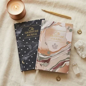 A5 Undated Gratitude Journal for Women, 208 Pages, Fabric Hardcover, Guided Self-Reflection