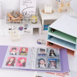 A5 Wide D-Ring PU Leather Photocard Holder Binder with Magnetic Edge for K-Pop Photo Cards