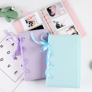 A6 Leather Bowknot Strap Insert 3-Inch Album for Business Cards and Photos Sticker Storage