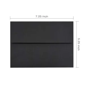 A7 Black 5×7 Invitation Envelopes with Square Flap and Self-Seal for Weddings Birthdays and Invitations