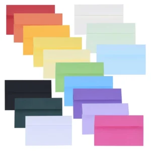 A7 Colorful Self-Seal Envelopes with Square Flap for Wedding Invitations, 5.25 x 7.25 in