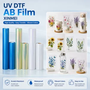 A+B UV DTF Film Roll and Sheets for Crystal Label Stickers Waterproof Cold Transfer Film for UV Printer