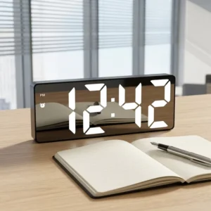 ABS Material LED Electronic Desktop Bedside Morning Alarm Clock Dual Purpose Calendar for Office Bedroom Digital
