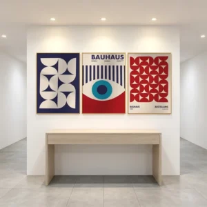 Abstract Geometric Pattern Wall Art Set with Aluminum Frame Customizable Canvas Poster for Home Hotel Project