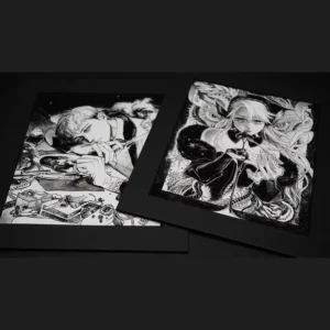 Acid-Free Cardstock Ink-printed Micro-Spray Poster with Illustrated Celebrity Photo Framed Decor