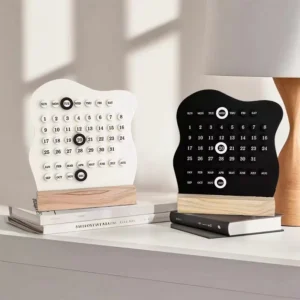 Acrylic ABS Desktop Calendar with Wooden Base