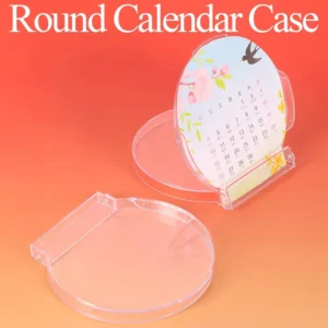 Acrylic Round CD Case Stand Table Photo Calendar Holder Transparent Plastic Jewel Case