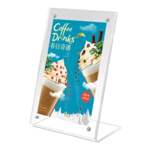 Acrylic Sign Holder L-Shape Clear Plastic Tabletop Display Stand for Flyers and Table Papers