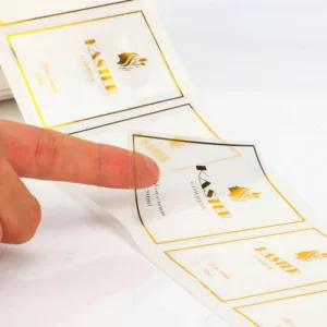 Adhesive Customized Waterproof Gold Foil Cosmetic Clear BOPP Labels Transparent Custom Text Logo