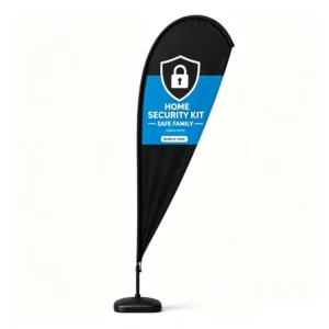 Advertising Wind Banner with Fiberglass Flagpole, Heat Transfer Printed Custom Flag