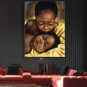 African Children Painting on Canvas Poster Wall Art