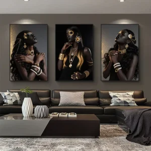 African Women Portrait Paper Print Poster Mural, Customizable Art Deco Modern Wall Art