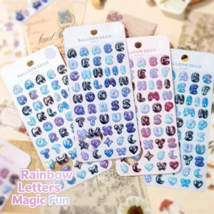 Alphabet Balloon Stickers Fun Kawaii 3D PVC Embossed UV Varnished Reusable Decorative Decals Promotional Gifts Party Favors Kids