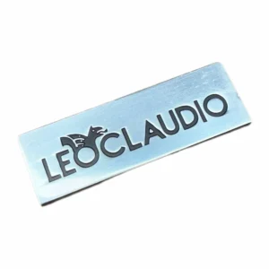 Aluminum Die-Cast Sign Polished Silver Anodized Engraved Black Logo Nameplate