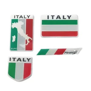 Aluminum Italian Flag Shield Emblem Decal Badge Sticker