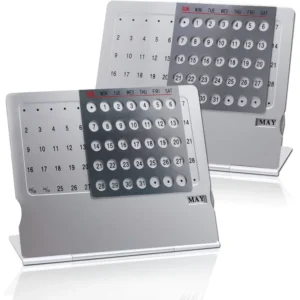 Aluminum Perpetual Standing Desk Calendar Customizable Logo Portable Silk Screen Printed
