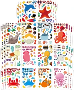 Animal Sticker Sheet with Dino Face Waterproof Vinyl Decals