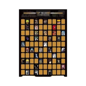 Anime Bucket List Scratch-Off Poster, Top 100 Anime Interactive Checklist Wall Decor