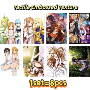 Anime Poster Set 8PCS 16.5×11.4 Inch Unframed HD Prints Tactile Embossed Texture Gift for Anime Fans