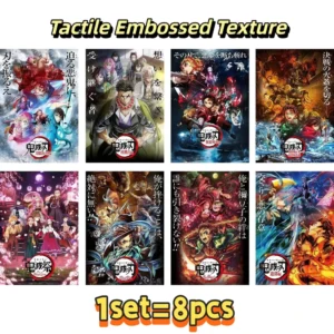 Anime Wall Art Poster Set of 8 16.5×11.4″ HD Offset Printed Posters with Tactile Embossed Texture Swordsman Character Prints
