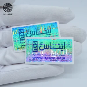 Anti-Counterfeiting Holographic Plastic Self-Adhesive Sticker, Custom Shape, Printing and Color