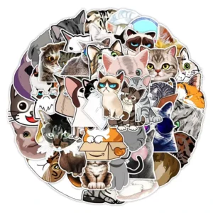 Art Decals Animal Children Kitten Pet Sticker for Bottle Notebook Laptop Decorative Stickers