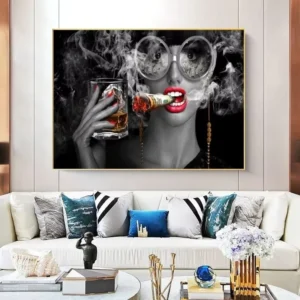 Art Deco Crystal Porcelain Still Life Sexy Girl Lips Wall Art Print Poster for Living Room