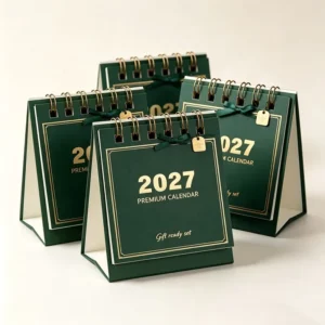 Art Paper Twin-Coil Desk Calendar Flip-Over Desktop Calendar Stationery Gift