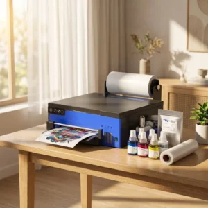Automatic 33cm Roll to Roll XP600 Printhead Direct-to-Film DTF Printer White Ink for T-Shirts Cotton and Denim