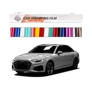 Automotive PET Adhesive Glossy Grey Car Wrap Film Sticker, Easy Installation, 1.52*17M