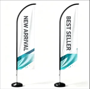 B2B Promotional Blade Banner with Pole and Ground Spike for Property Launch Event Display