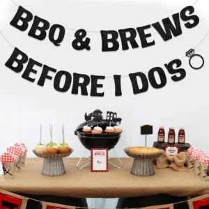 BBQ and Brews Bridal Shower Banner and Backyard Barbecue Couple Shower Sign